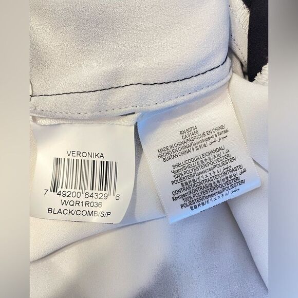 BCBGMaxazria Veronika High/Low Sleeveless Top Black White S - Picture 9 of 9